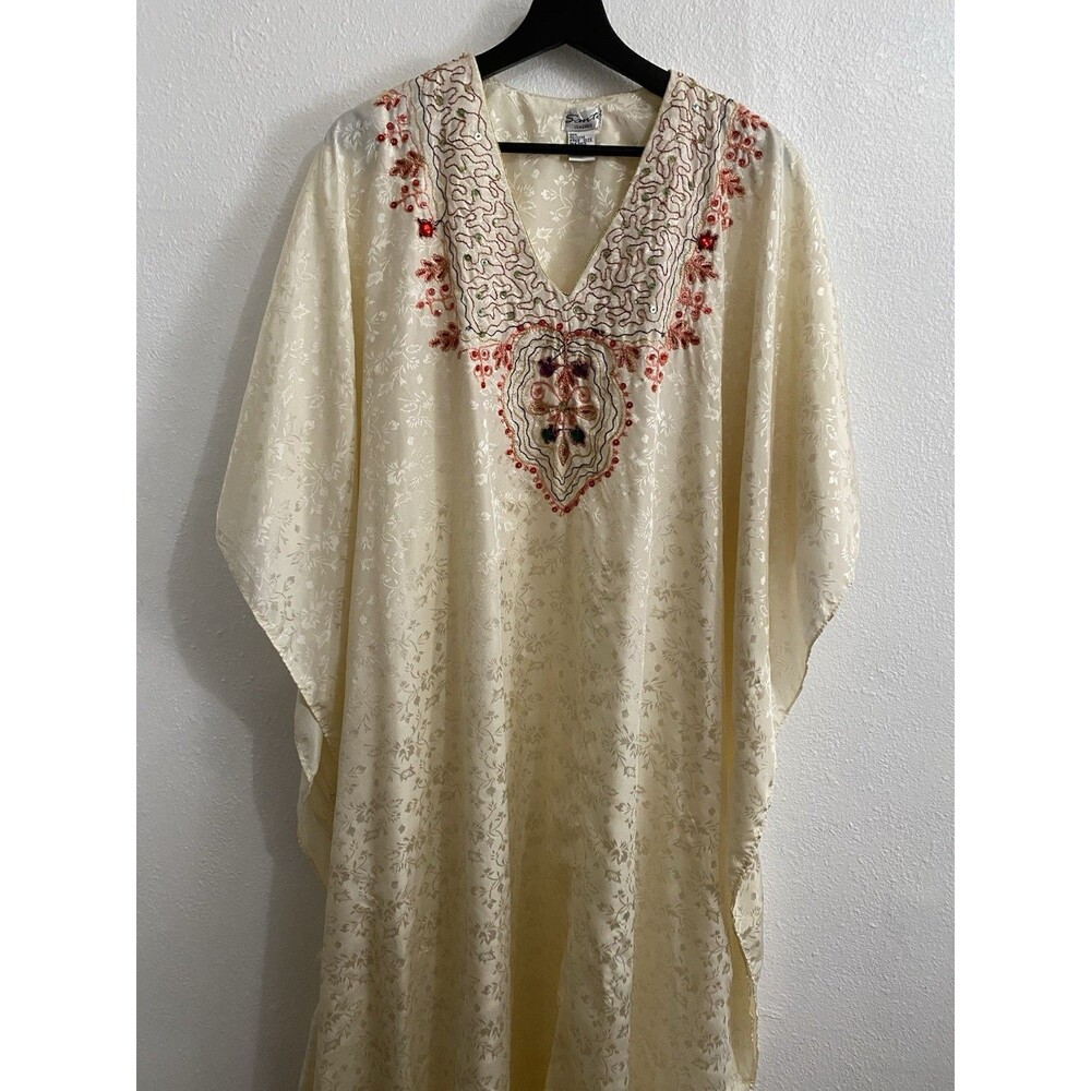 Sante Classics Women’s Ivory Embroidered Beaded Kaftan One Size K23